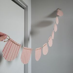 Handmade Scalloped Striped Red & White Fabric Garland Banner